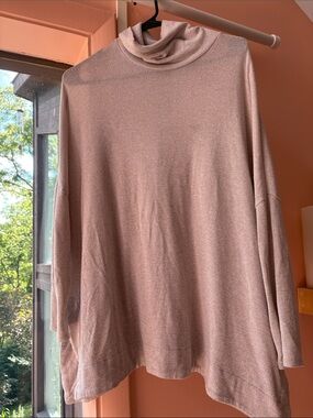Cozy Draped Cowl Neck Sweater in Dusty Rose